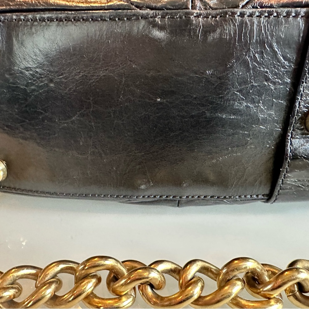 Marc Jacobs Y2K Black Quilted Patchwork Leather Venetia Handbag Gold Chain - Picture 9 of 12
